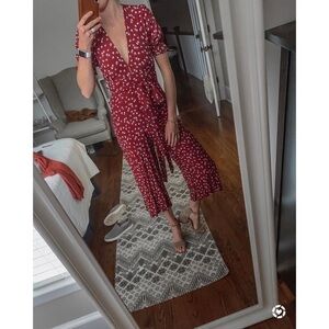 Faithfull Jumpsuit Bonnie Waist-Tie Cropped Betina Floral Berry XS 2 NWT